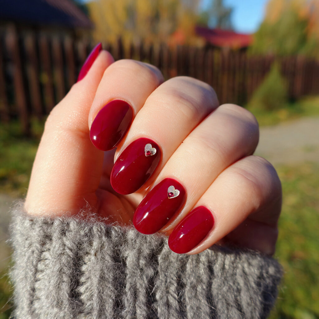 attractive cherry red with a tiny heart accent nai