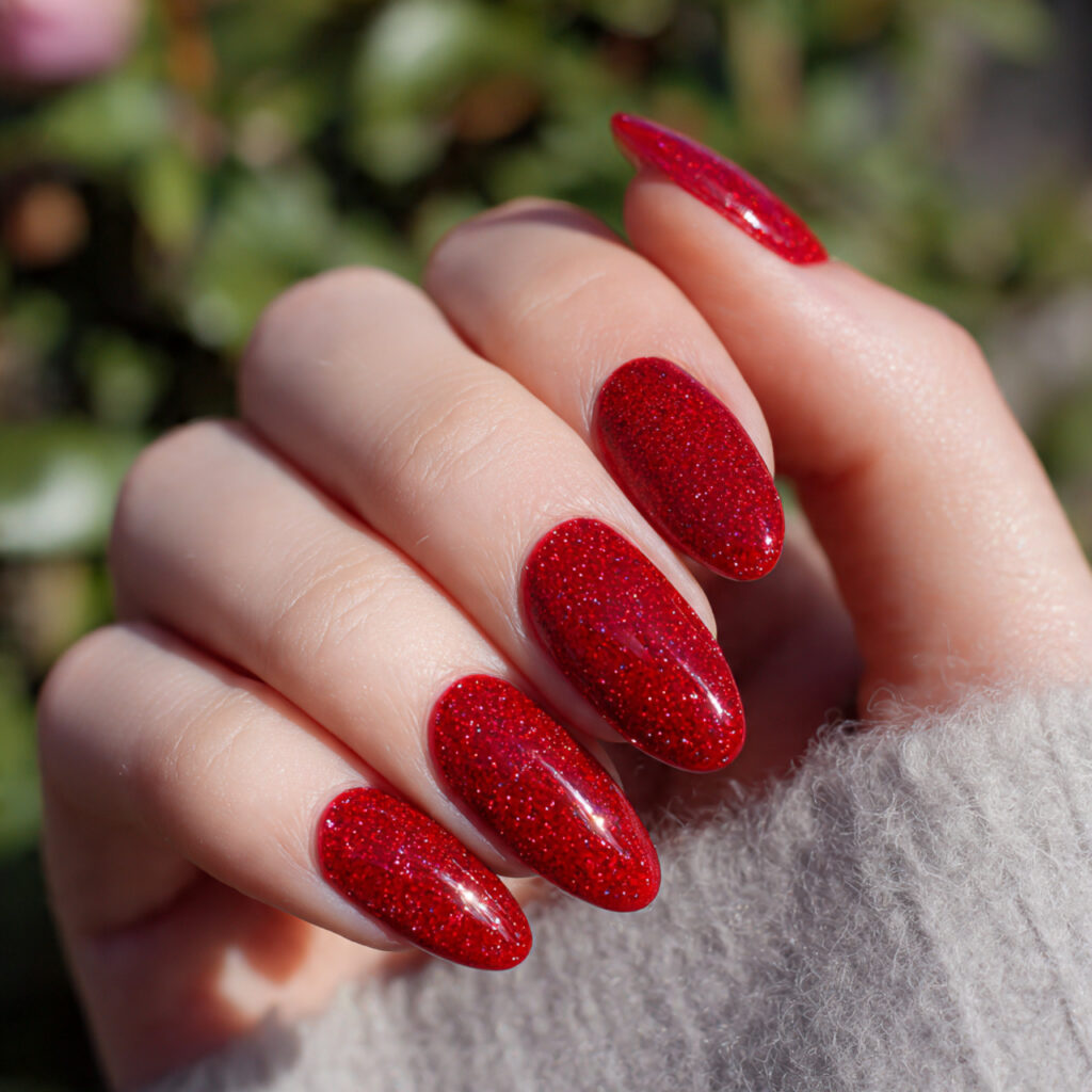 attractive classic bright red full glitter gloss n