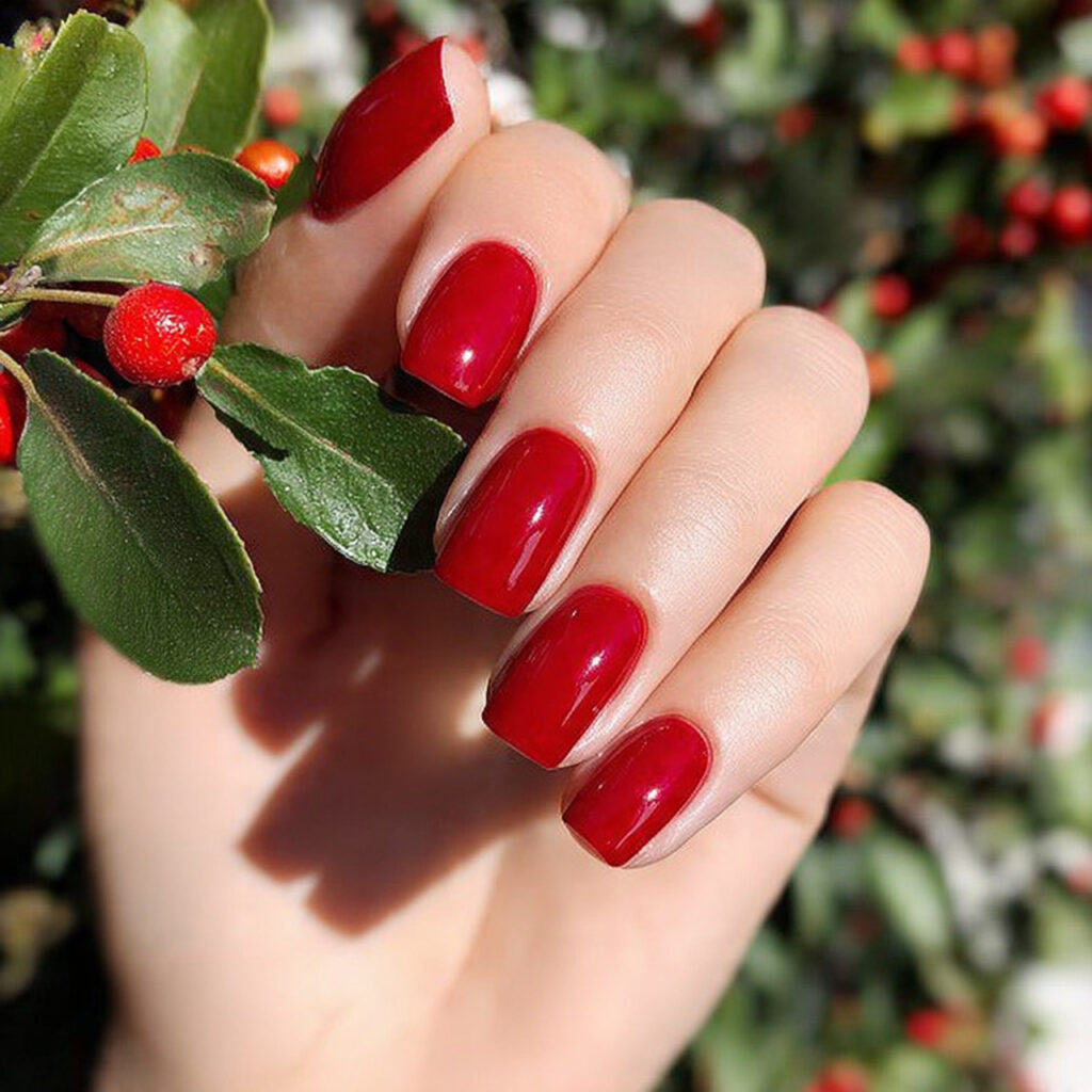 attractive classic bright red square prom nails wi