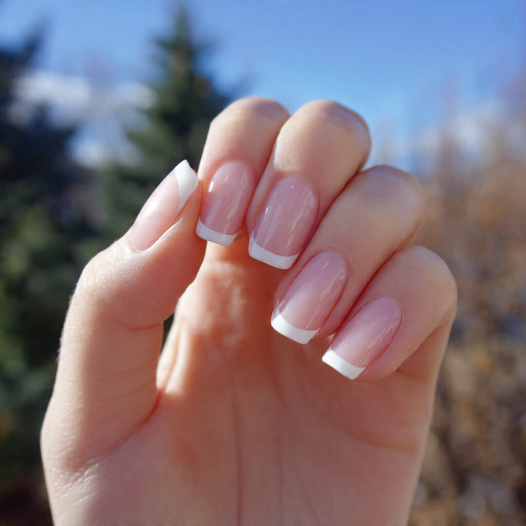 attractive classic white french tips with outdoor