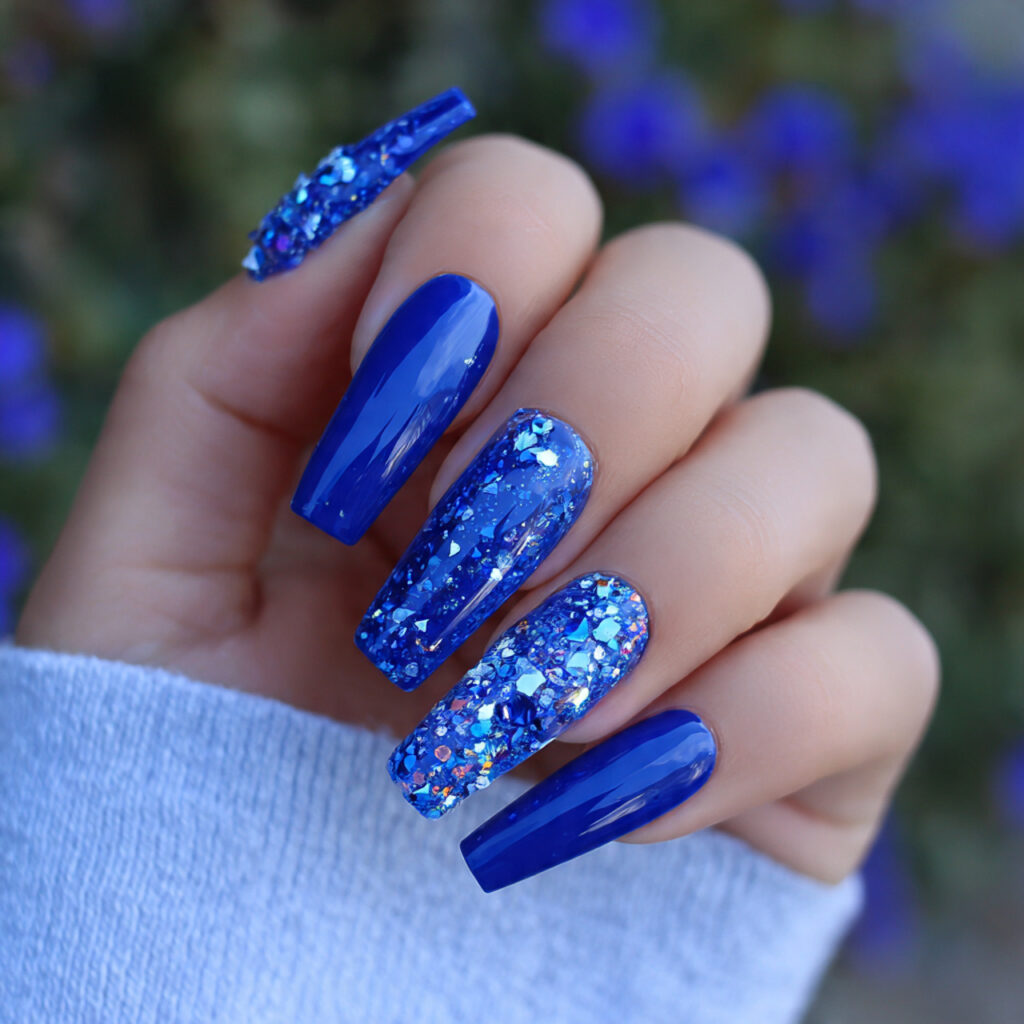 Summer Acrylic Nails: 14 Glossy, Vacation-Ready Designs You’ll Want to Screenshot 6 attractive cobalt blue statement acrylics nails wi