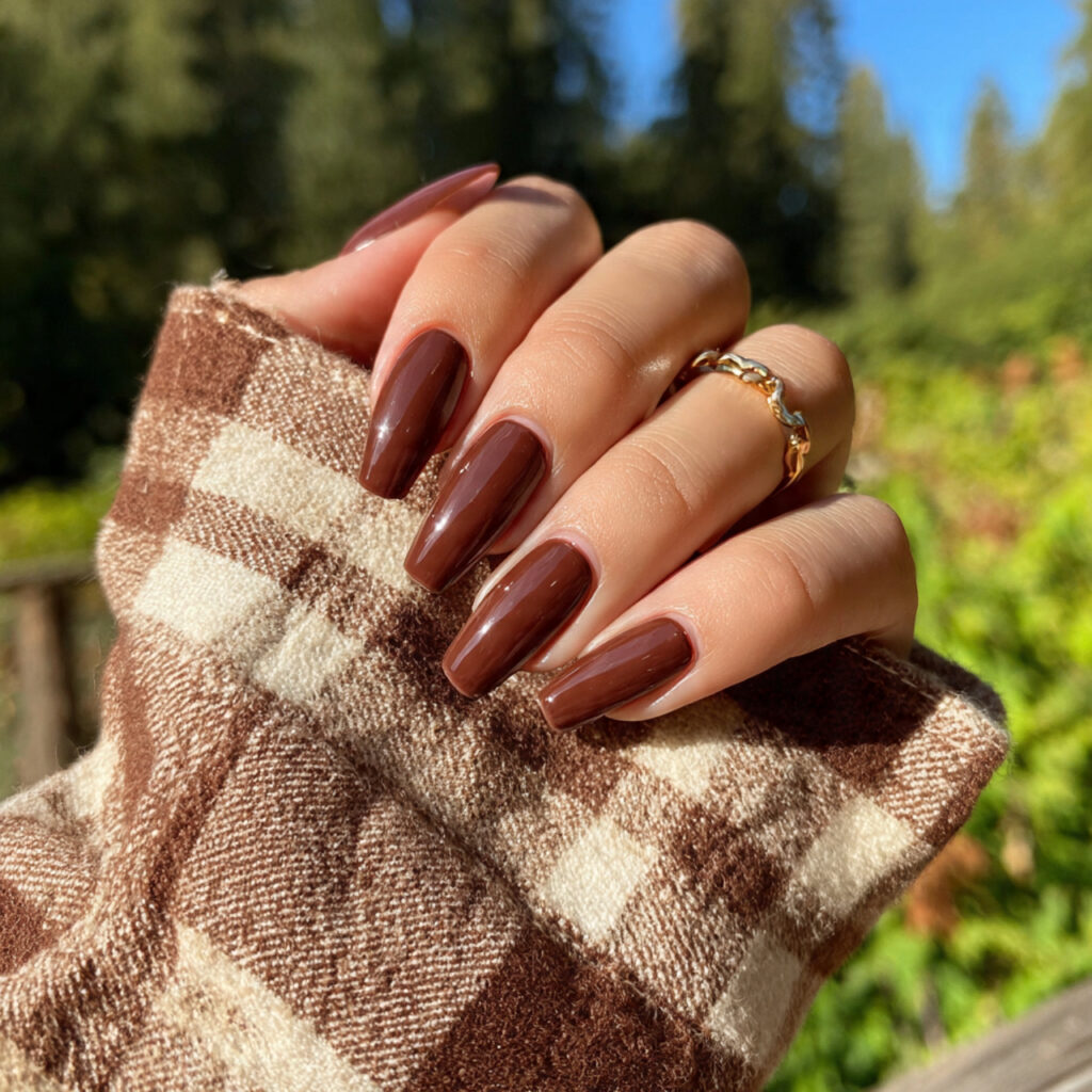 attractive cocoa coffin nails with outdoor summer