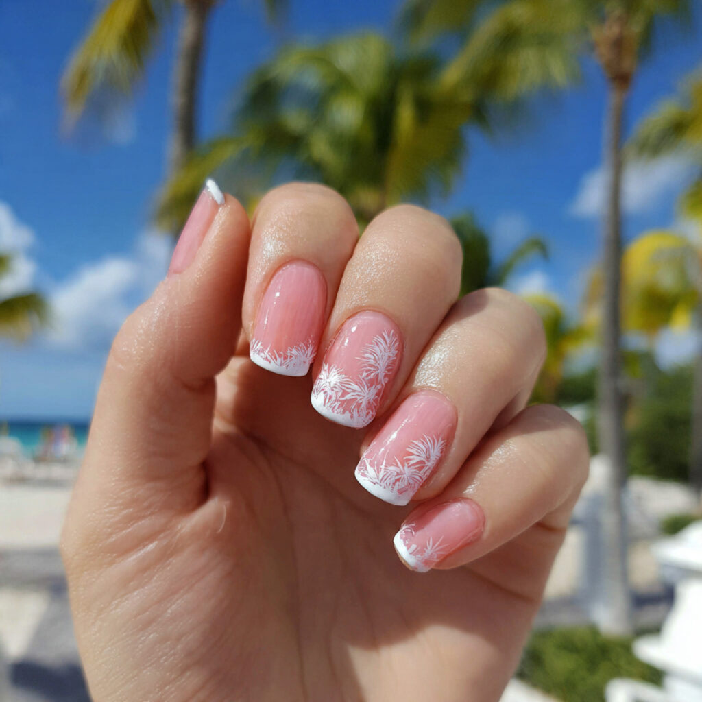 attractive coral french tips for beach day energy