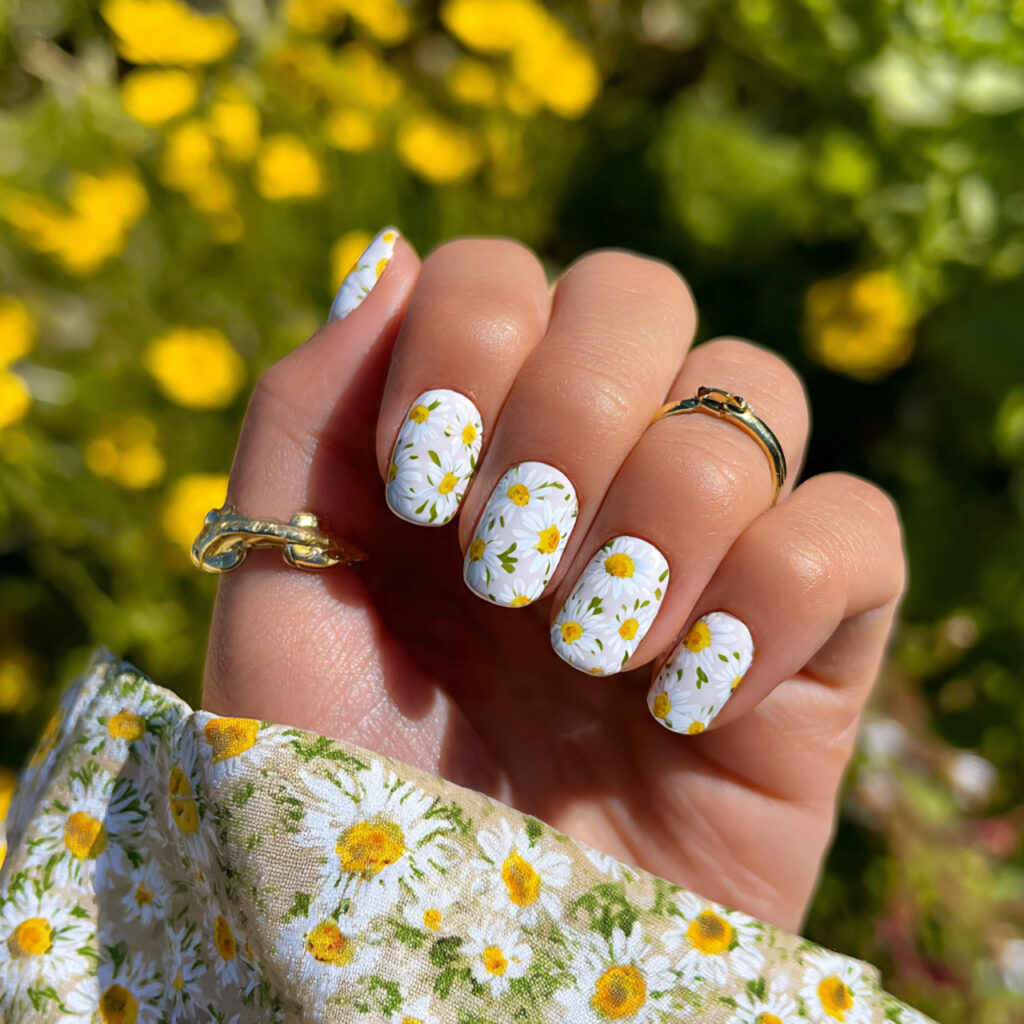 attractive daisy milk short ballerina nails with o
