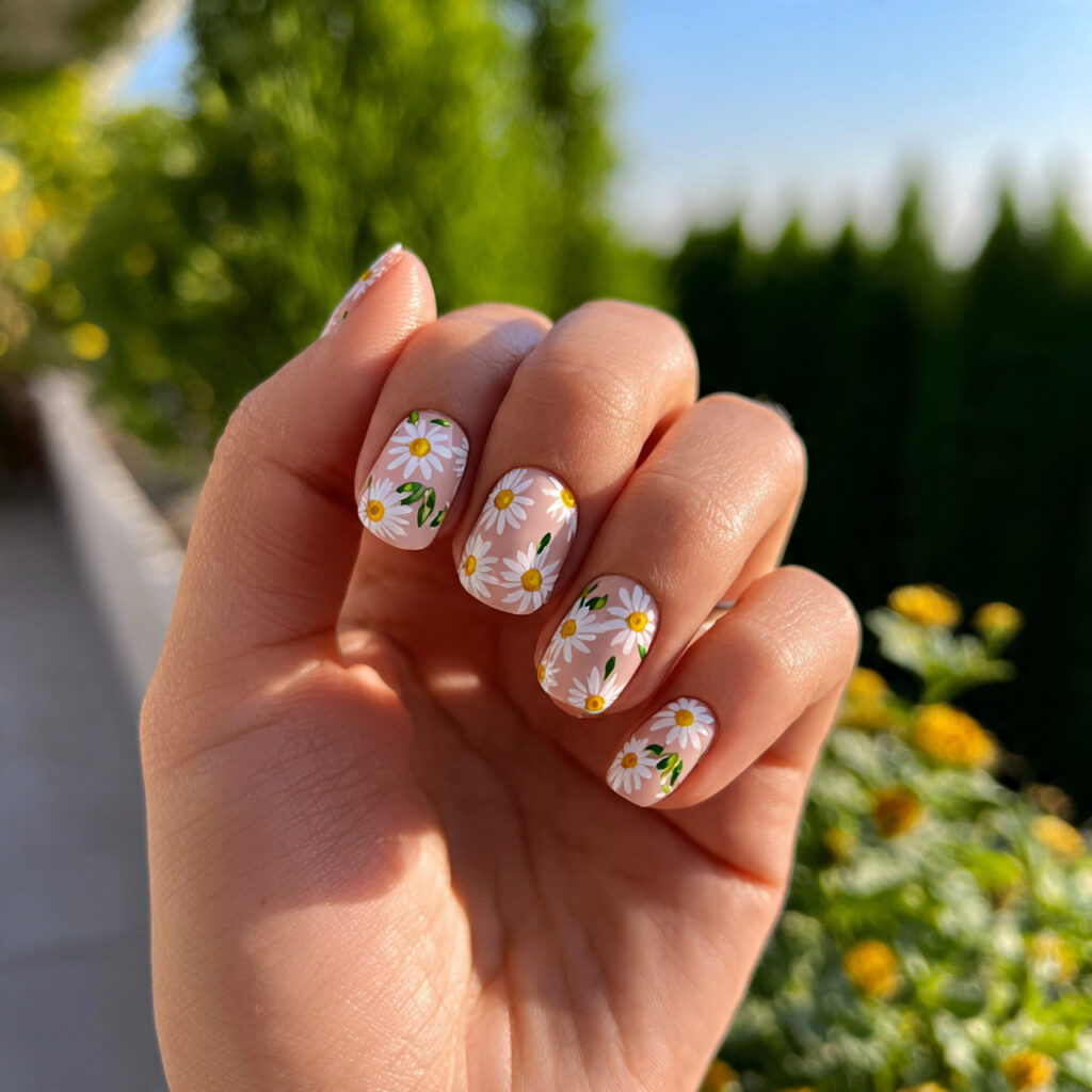 attractive daisy milk short nails short nails with 1