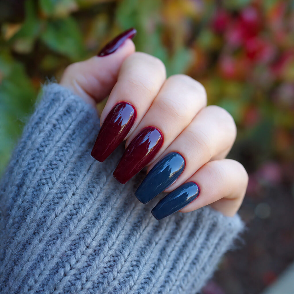 attractive deep burgundy and midnight blue coffin