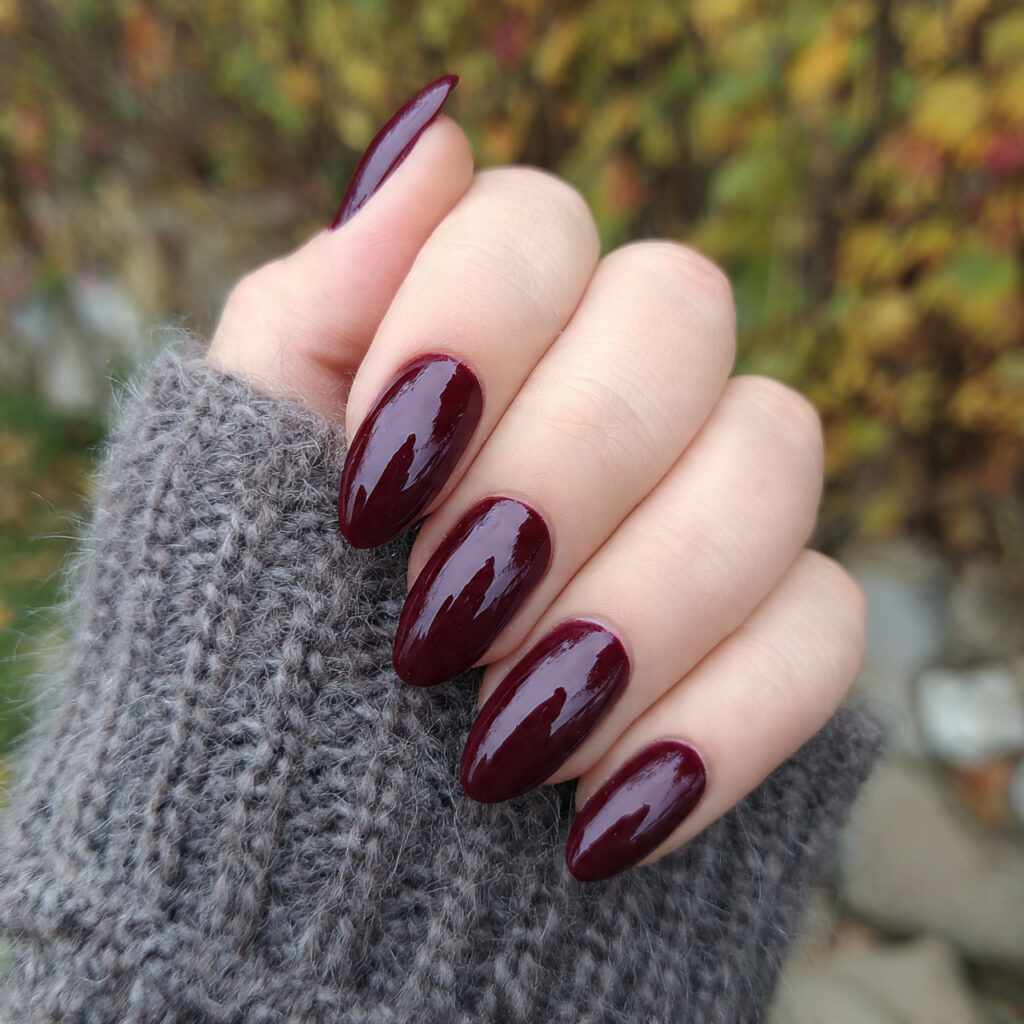 Red Nails Aesthetic: 14 Soft, Trendy & Pinterest-Perfect Ideas You’ll Want to Save 7 attractive deep ruby almond gloss nails with outdo