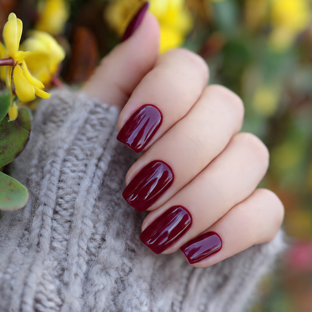 attractive deep ruby medium square elegance nails