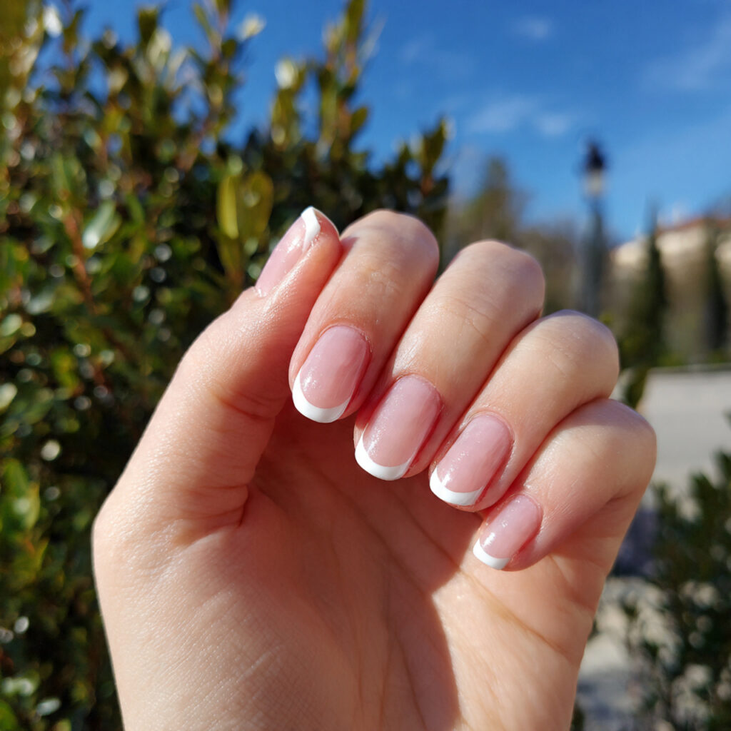 attractive deep smile line white french tips with