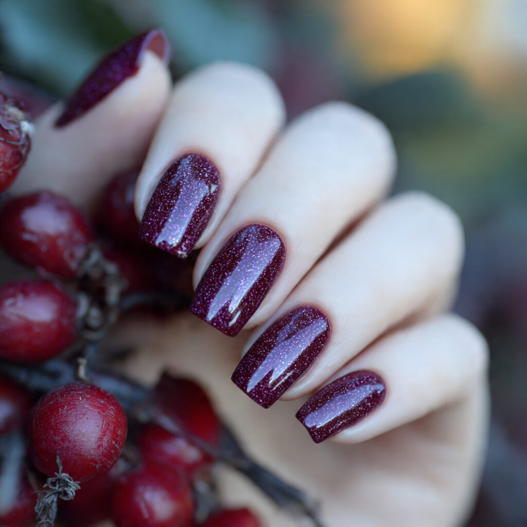 attractive deep wine glitter square nails nails wi