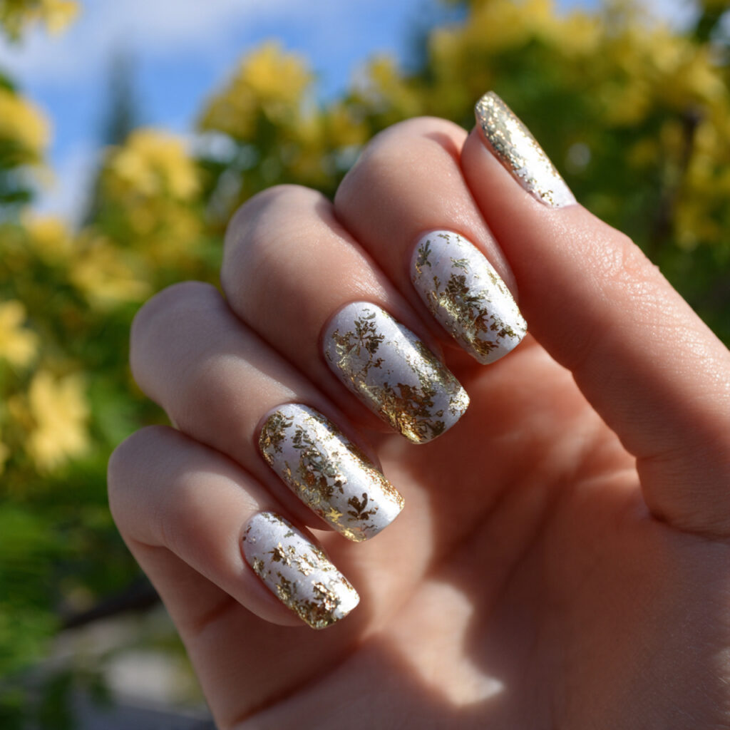 attractive delicate gold foil nude nails nails wit