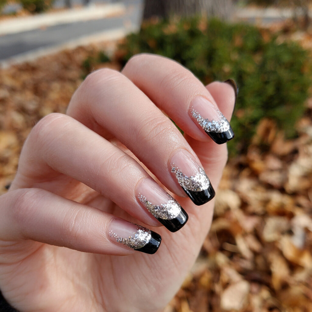 attractive double french black and silver tips wit