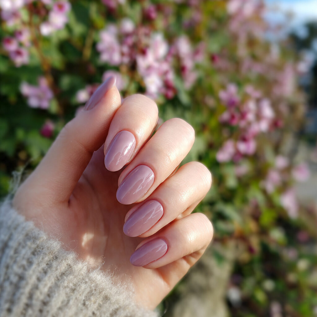 attractive dusty rose simple nails with outdoor ba