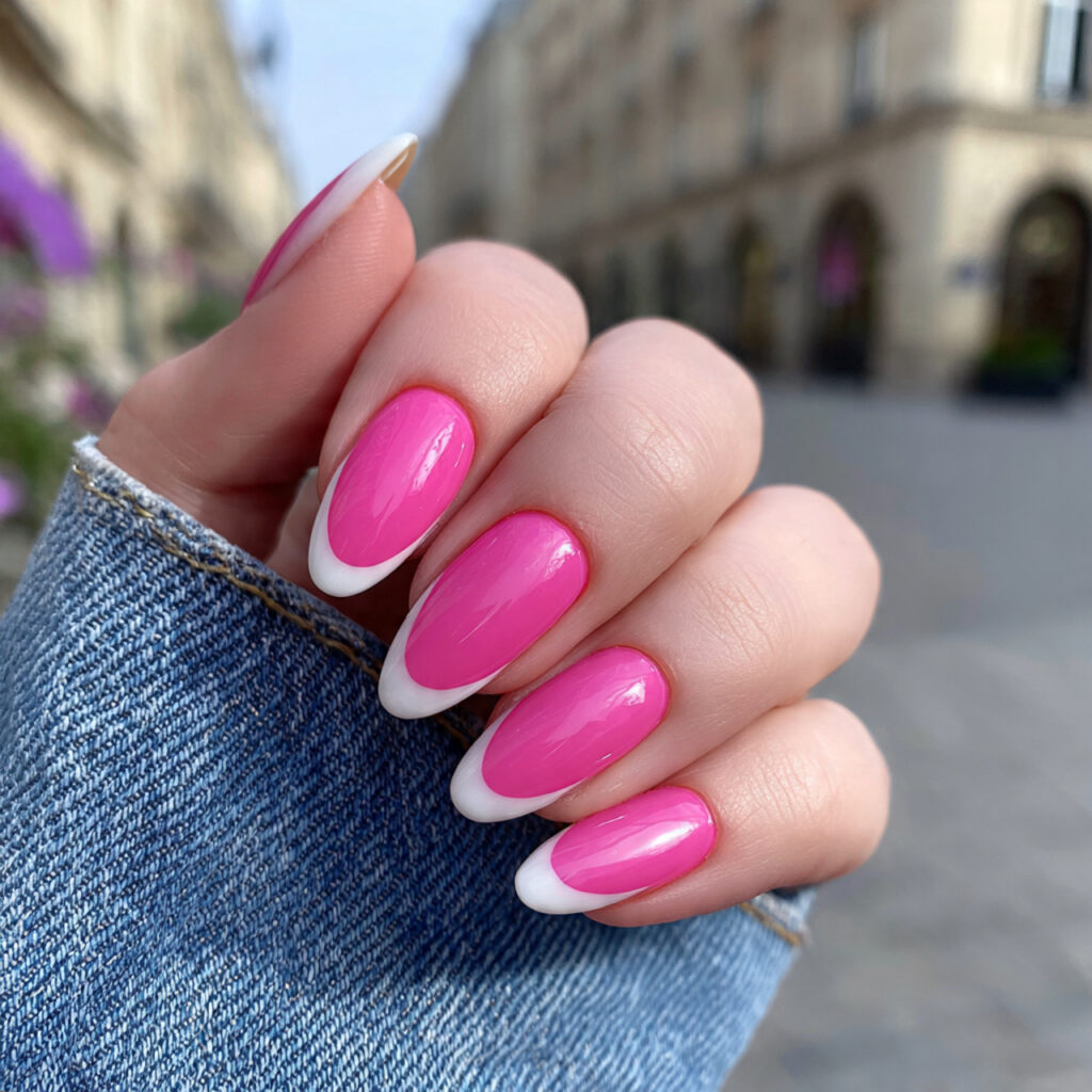 attractive french tip pink cat eye nails outdoor s