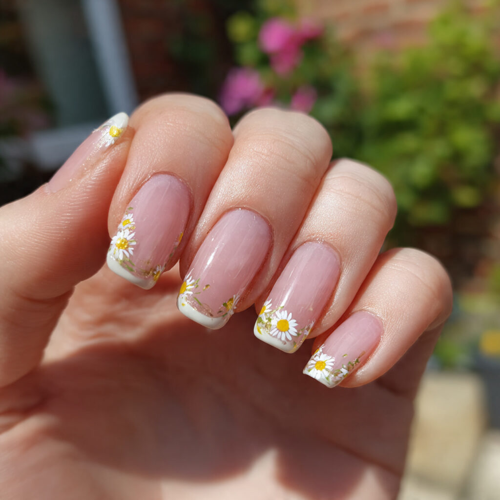 Nail Inspo French: 12 Dreamy French Tip Nail Ideas You’ll Want to Save Immediately 11 attractive french tips with tiny daisy accents wit