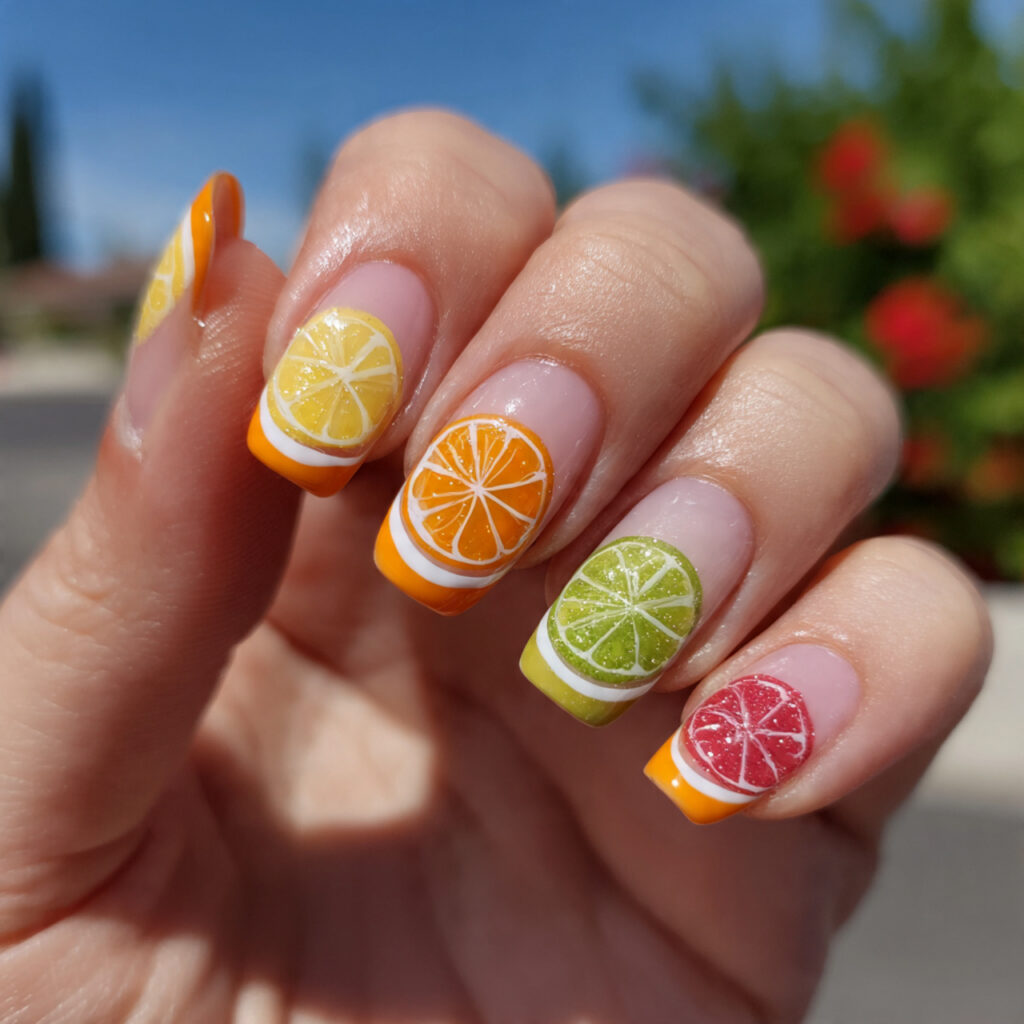attractive fruit slice french tips citrus moment n