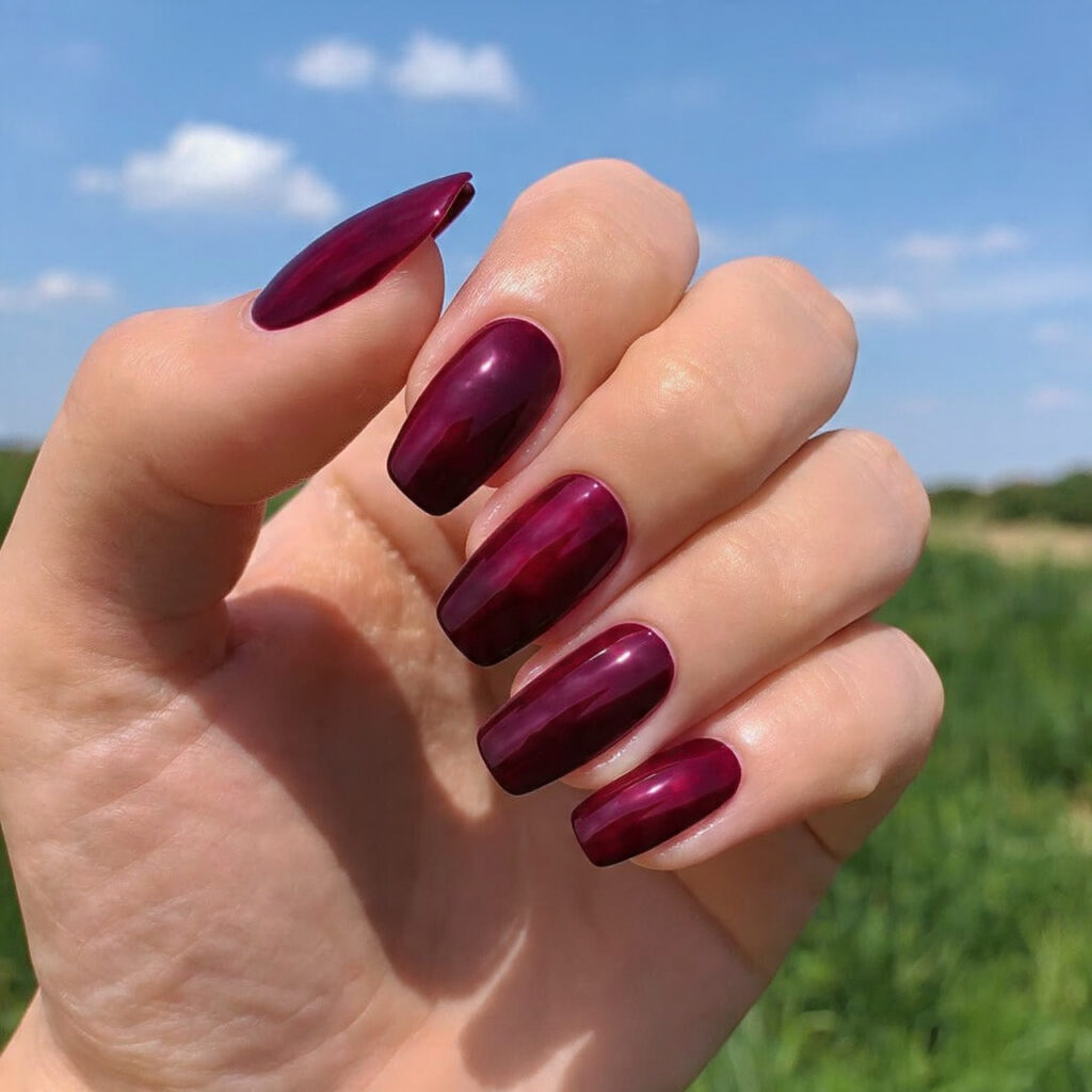 attractive garnet velvet night glow nails with out