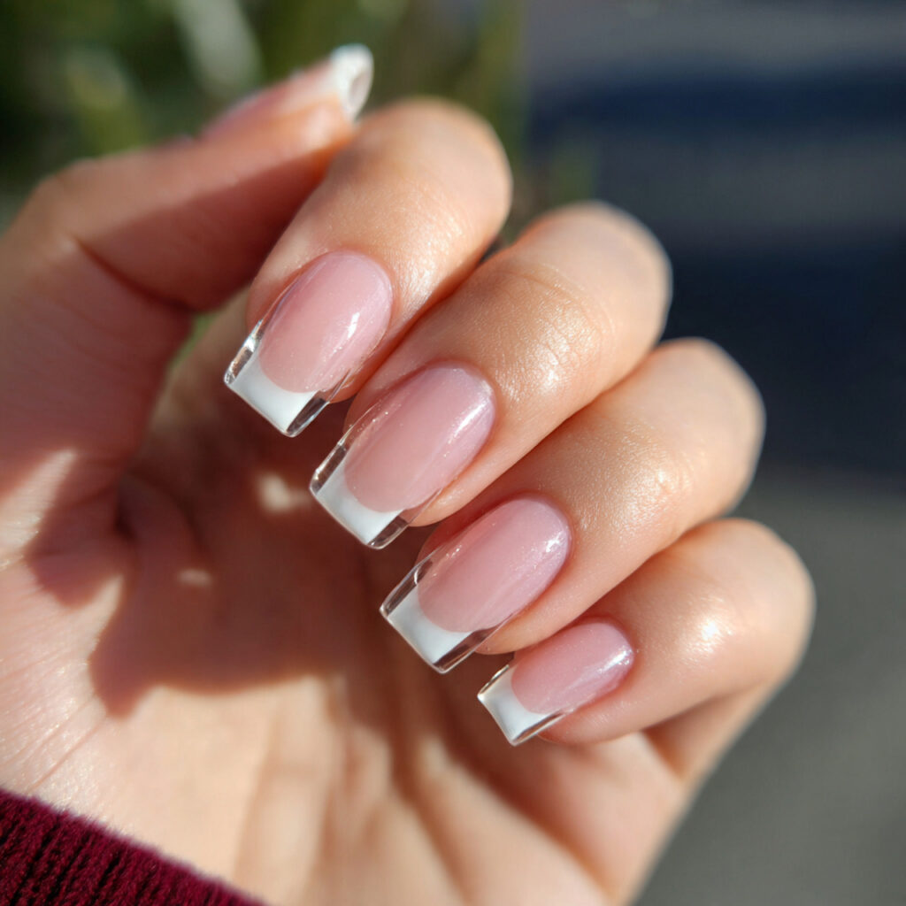 attractive glass french tips with transparent edge
