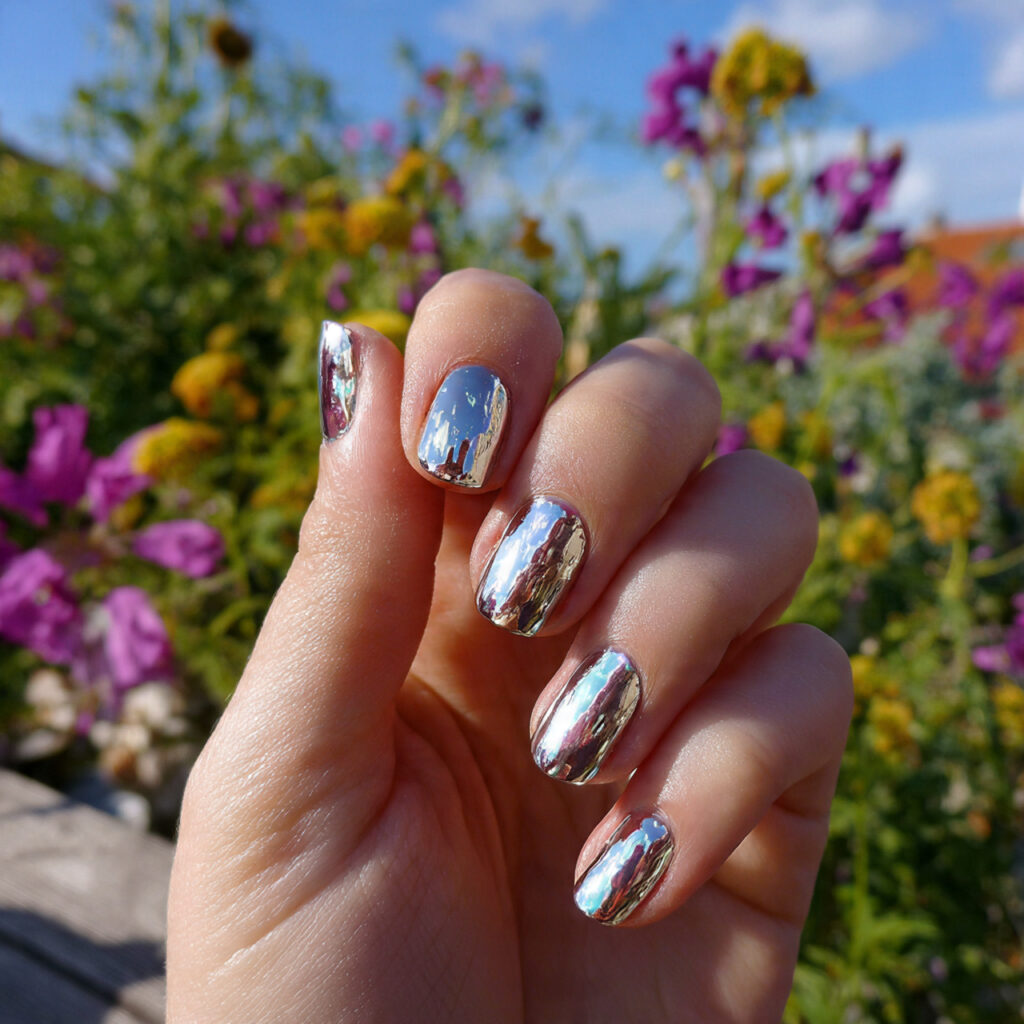 attractive glass nails with mirror shine with outd