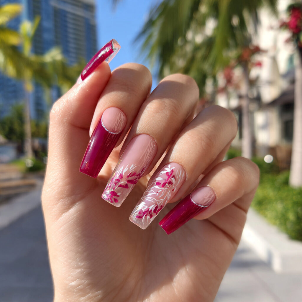 attractive glass nails with transparent shine with