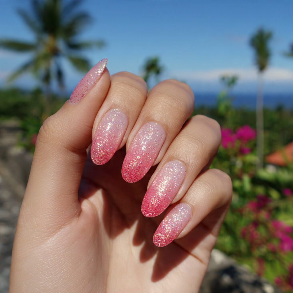 Nail Inspo Pink: 14 Dreamy Pink Nail Ideas You’ll Want to Save Immediately 14 attractive glitter fade pink ombr nails with outdo