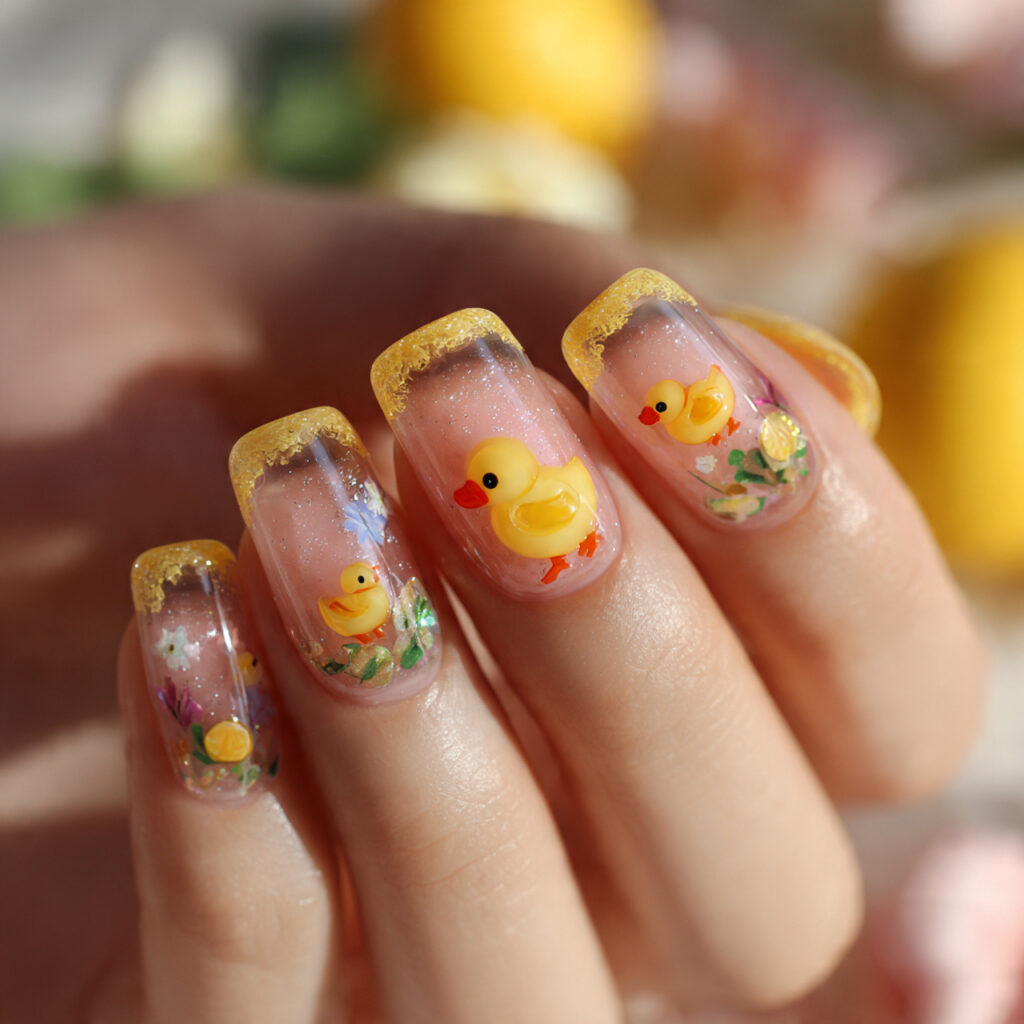 attractive glitter jelly short duck nails with out