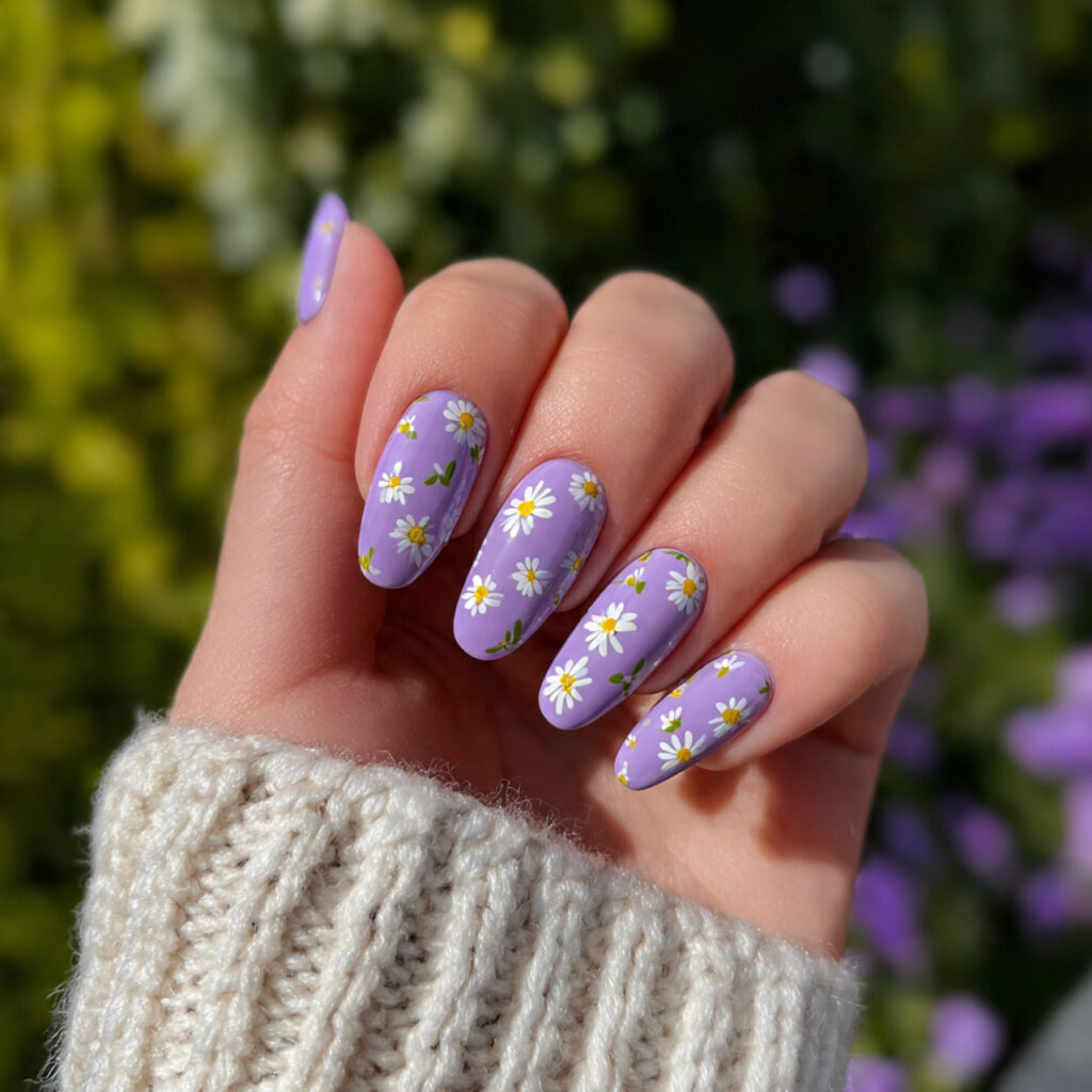 Nail Inspo Y2K: 14 Playful Y2K Nail Ideas That Feel So Cute and Nostalgic 14 attractive glossy lilac daisy nails with outdoor s 1