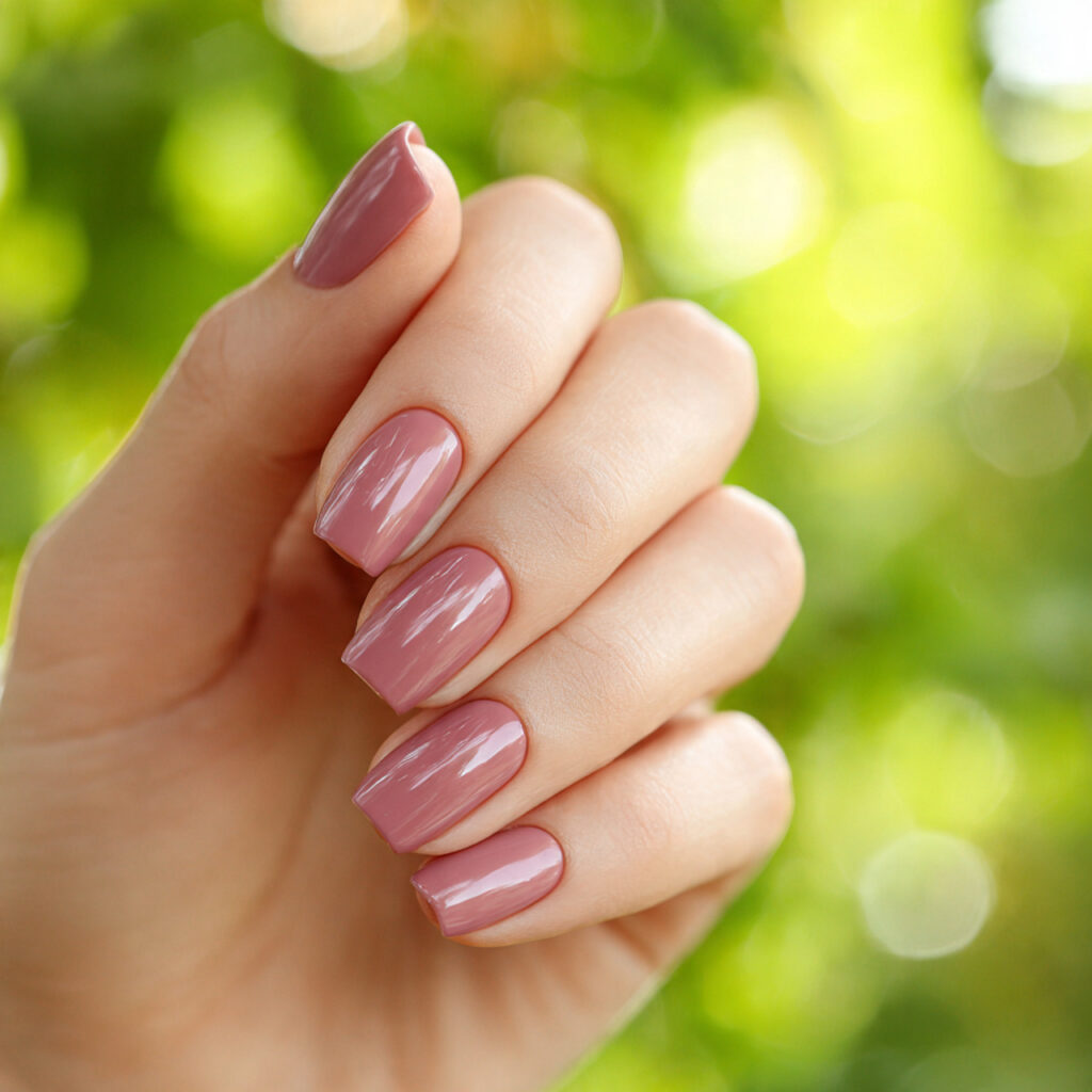attractive glossy lip gloss mauve nails with outdo
