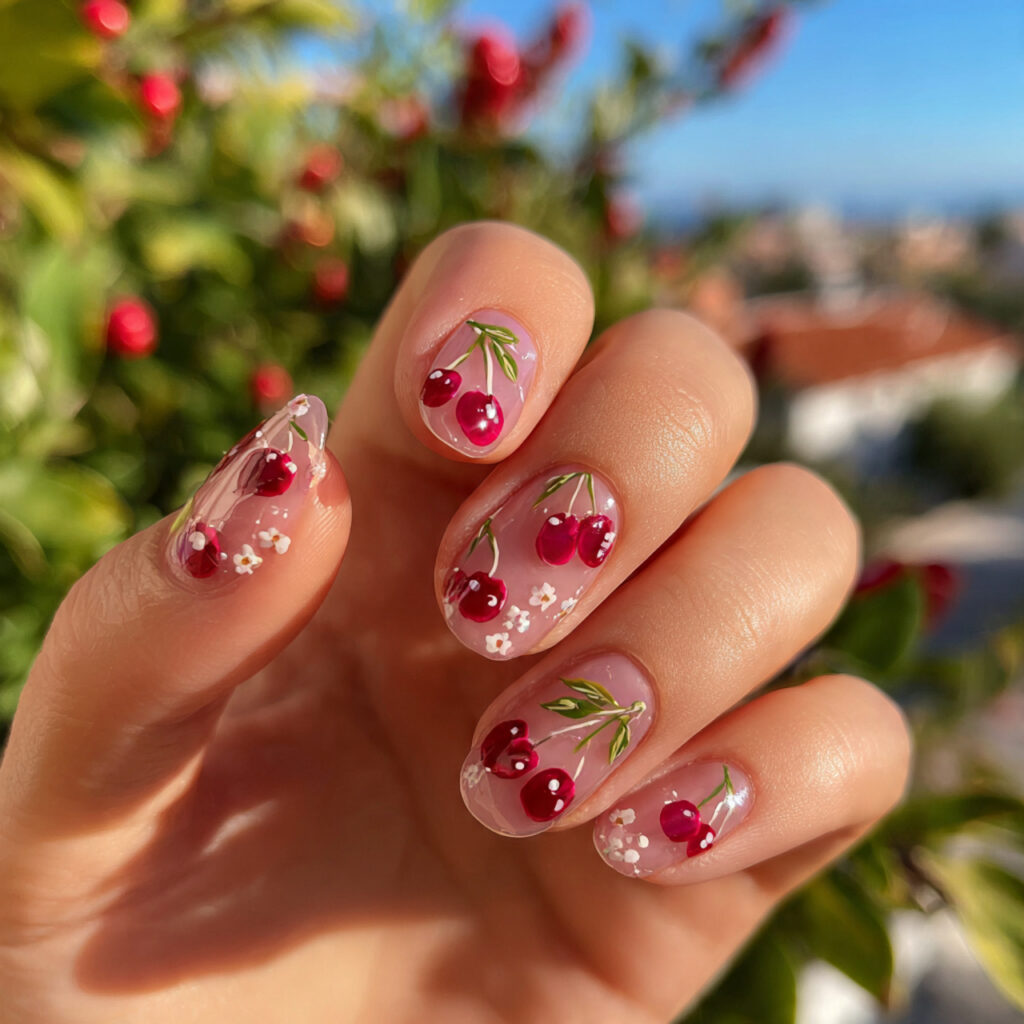 attractive jelly cherry short nails nails with out 3