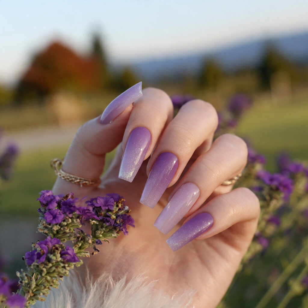 attractive lavender aura acrylic nailsnails with o