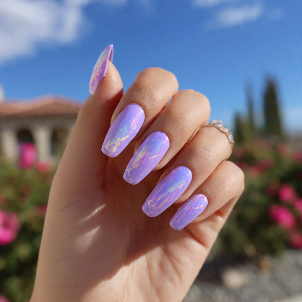 attractive lavender aura cotton candy dream nails
