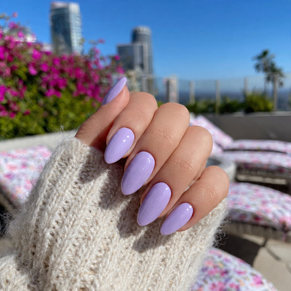 Short Almond Acrylic Nails: 14 Dreamy Designs That Feel Soft, Chic, and So Save-Worthy 6 attractive lavender cream short almond acrylic nai