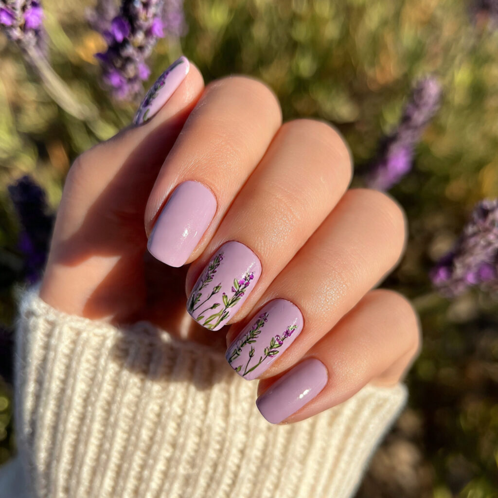 attractive lavender cream short gel nails short na