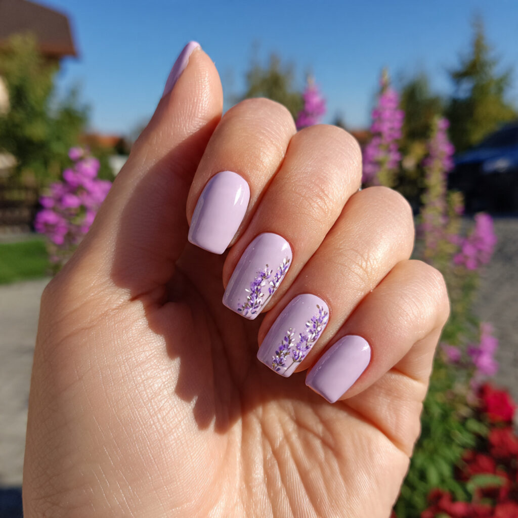 attractive lavender cream short nails short nails