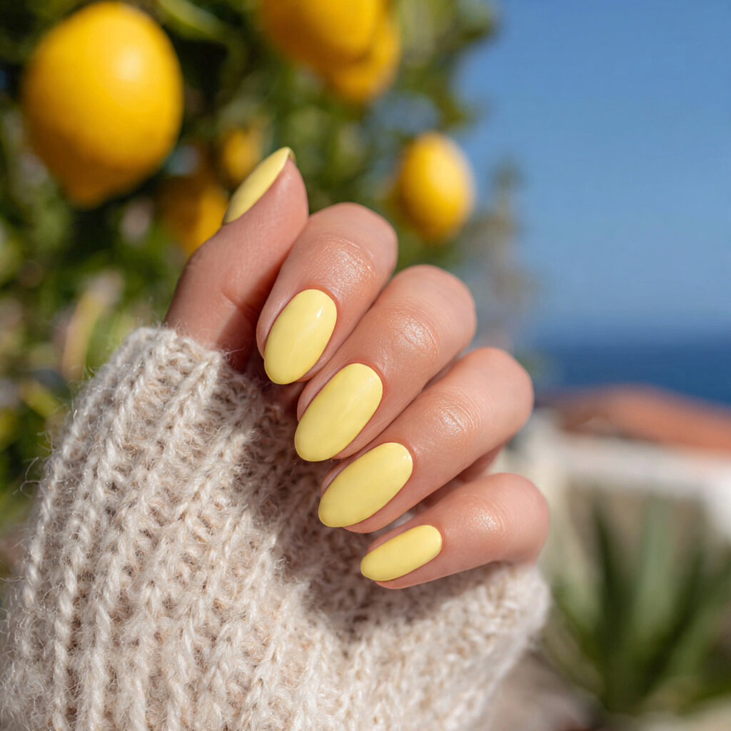 attractive lemon yellow nails that feel fresh and