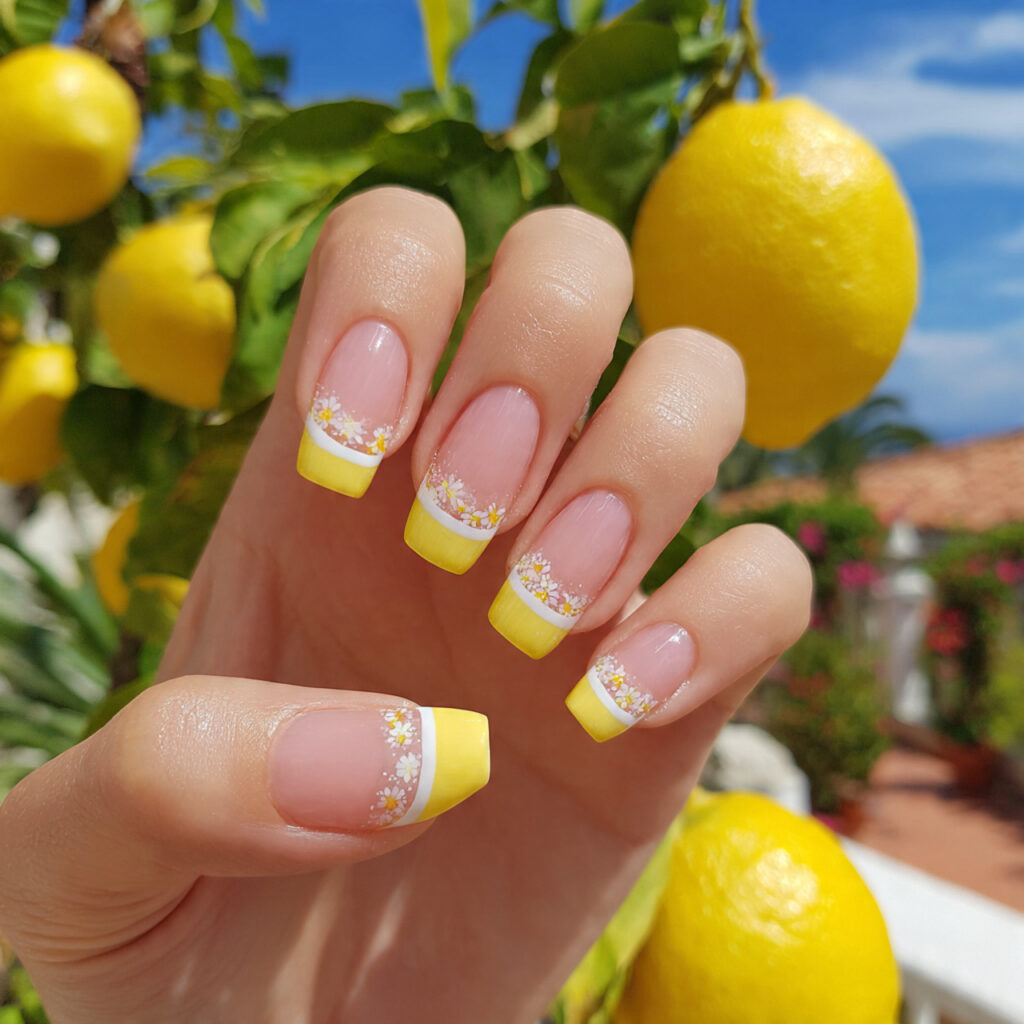 attractive lemonade french tip nails with summer o