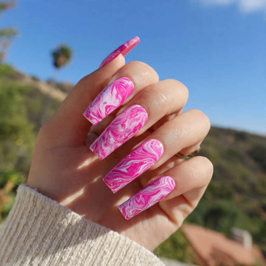 Nail Inspo Y2K: 14 Playful Y2K Nail Ideas That Feel So Cute and Nostalgic 10 attractive long acrylic pink swirl nails with outd