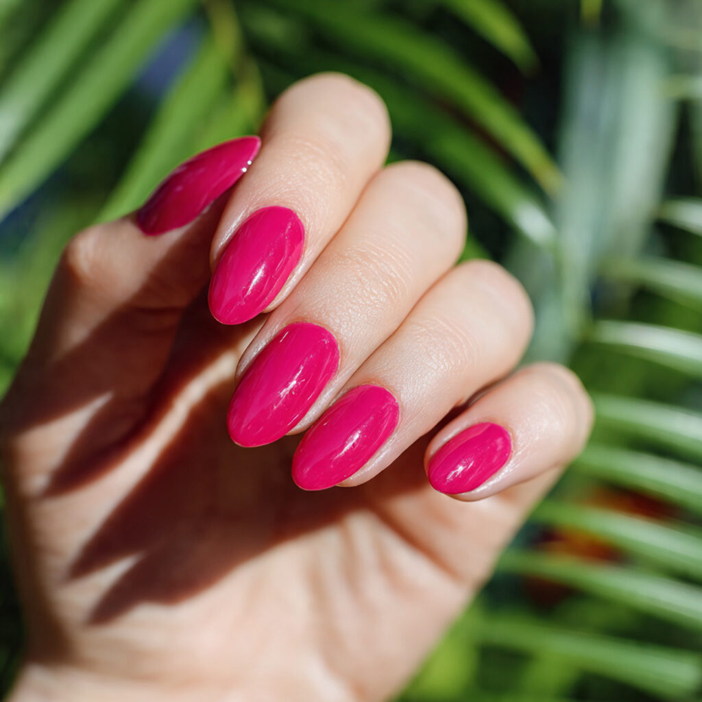 attractive magenta pop dark pink nails with outdoo