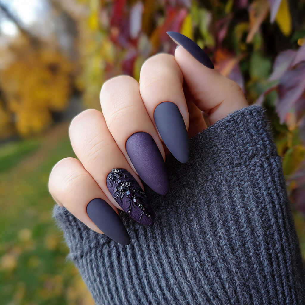 attractive matte and cat eye combo nails with outd