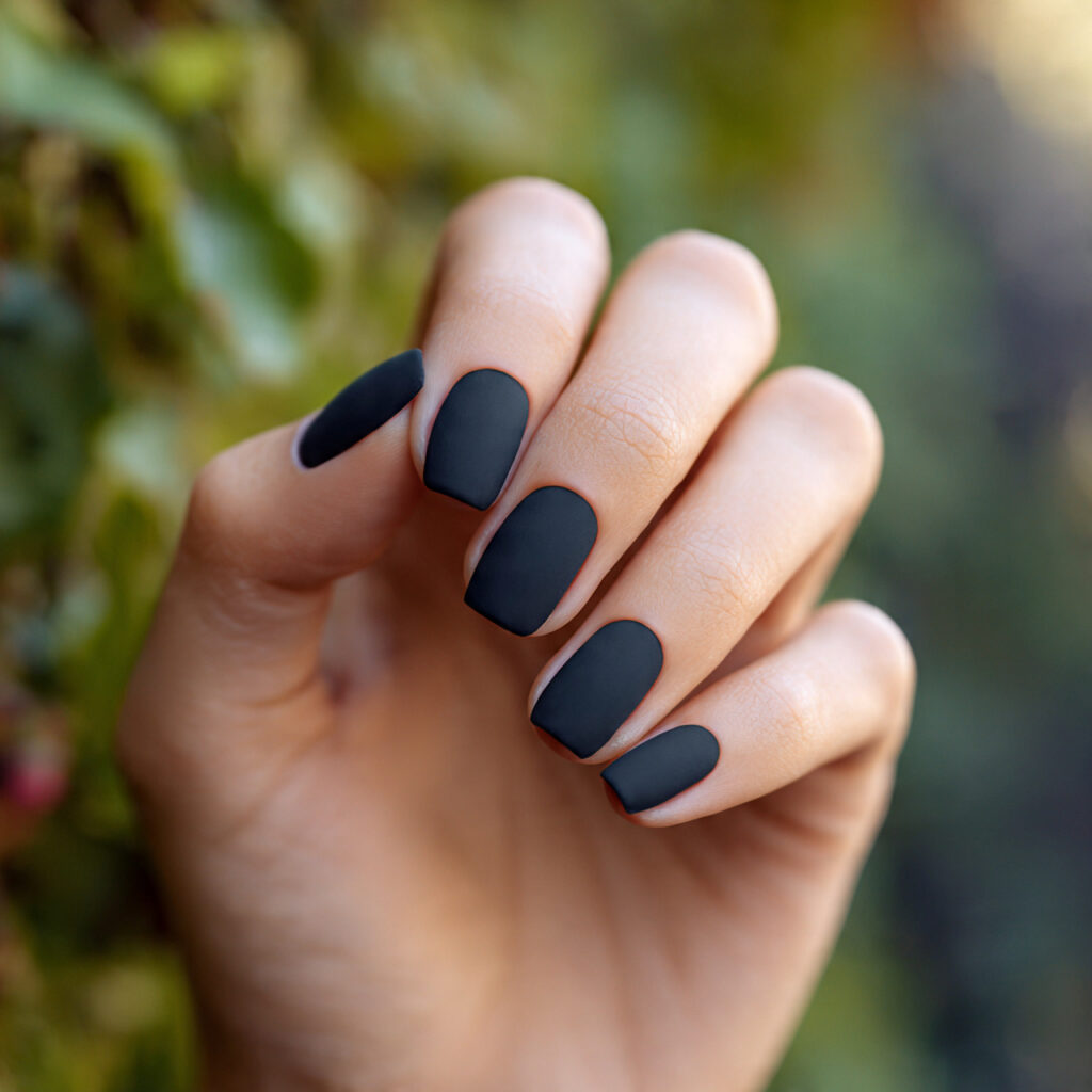 attractive matte black short nailsnails with outdo