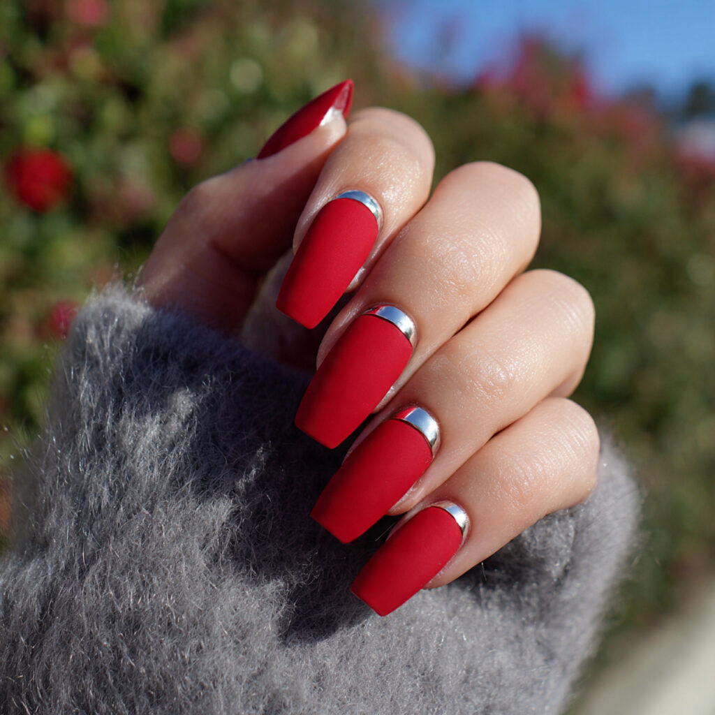 attractive matte red with silver chrome accent nai