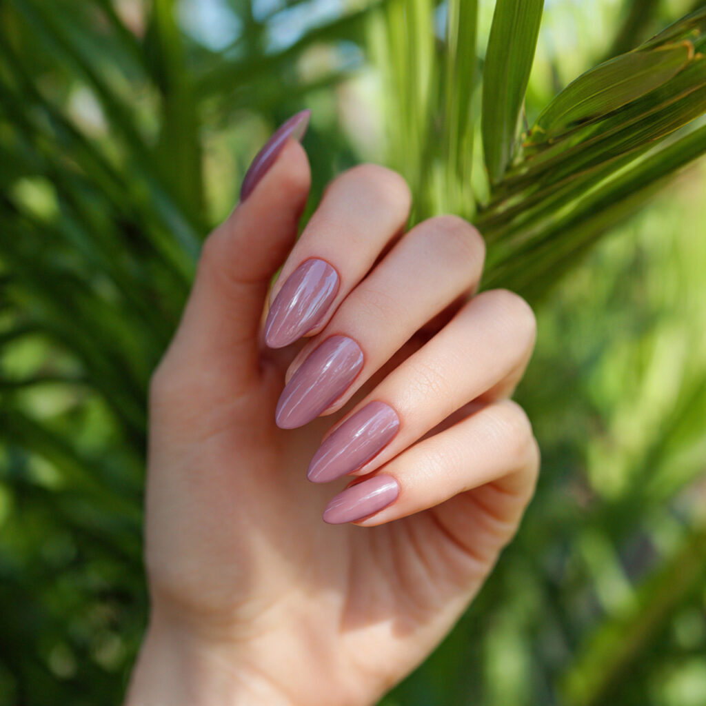 attractive mauve pink cat eye nails with outdoor s