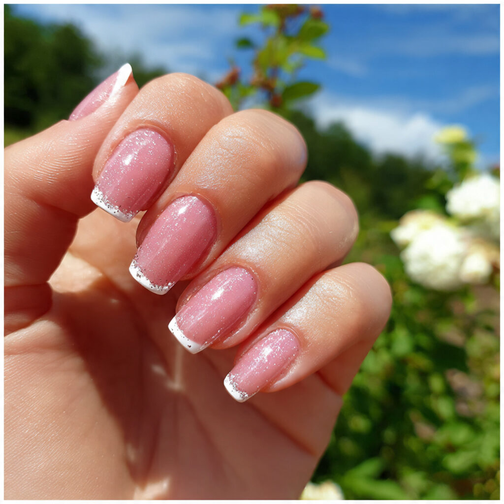 attractive micro french short acrylic nails with o 1