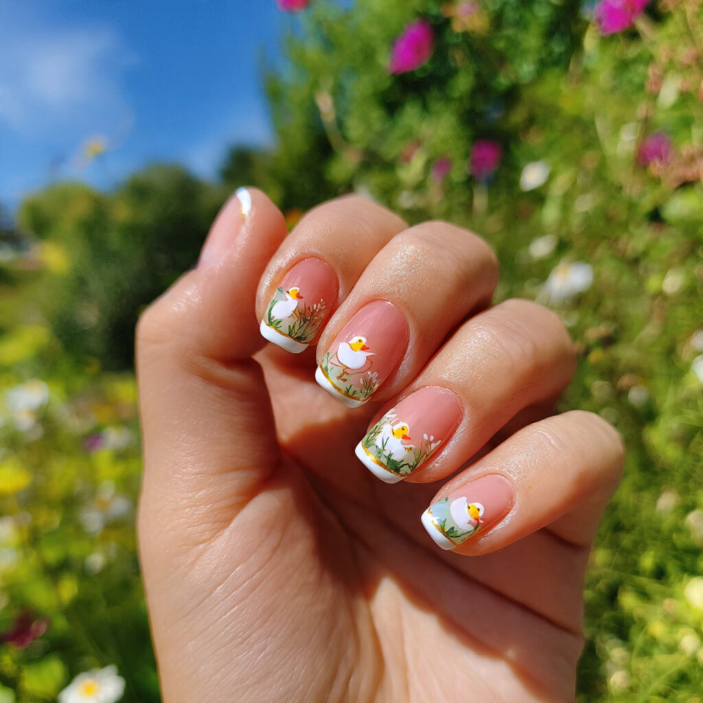 attractive micro french short duck nails with outd