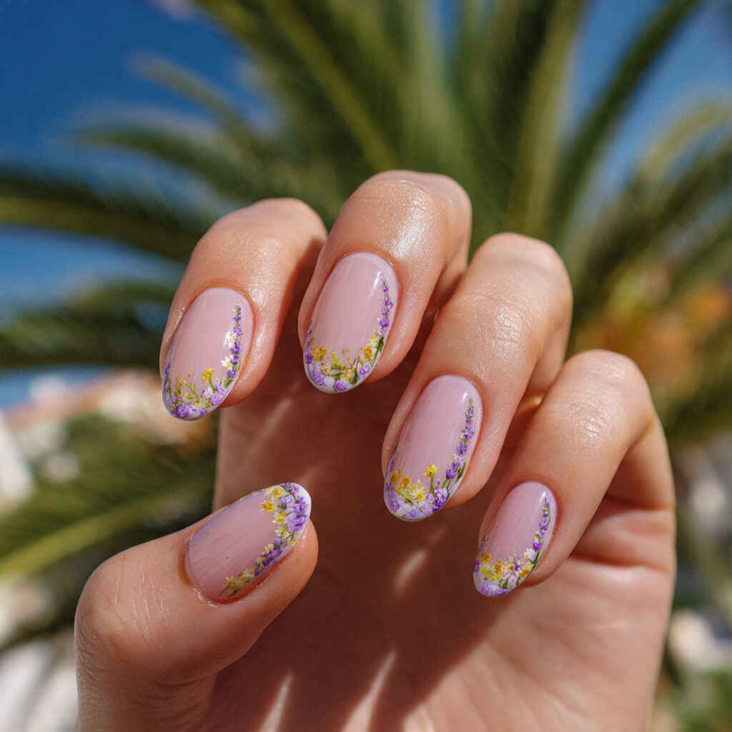 attractive micro french short oval nails with outd