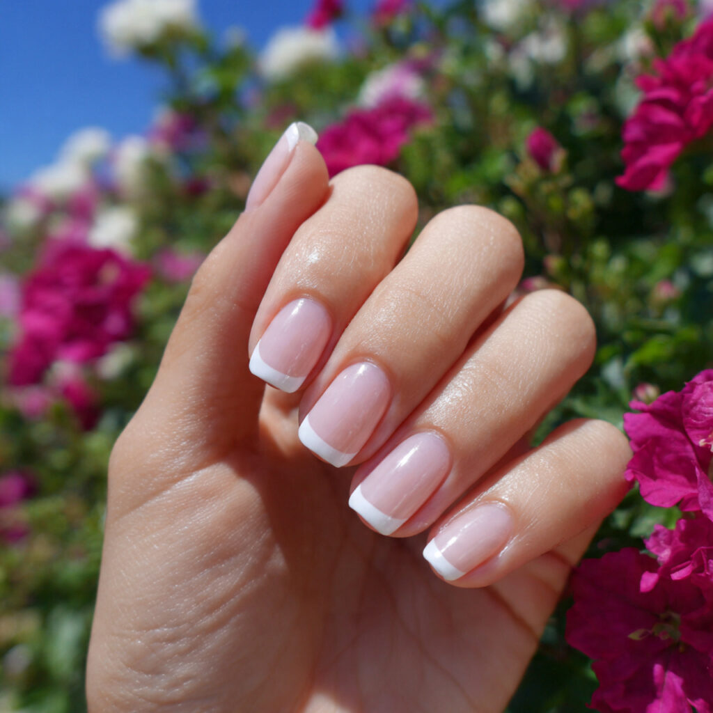 attractive micro french tips in soft white with ou