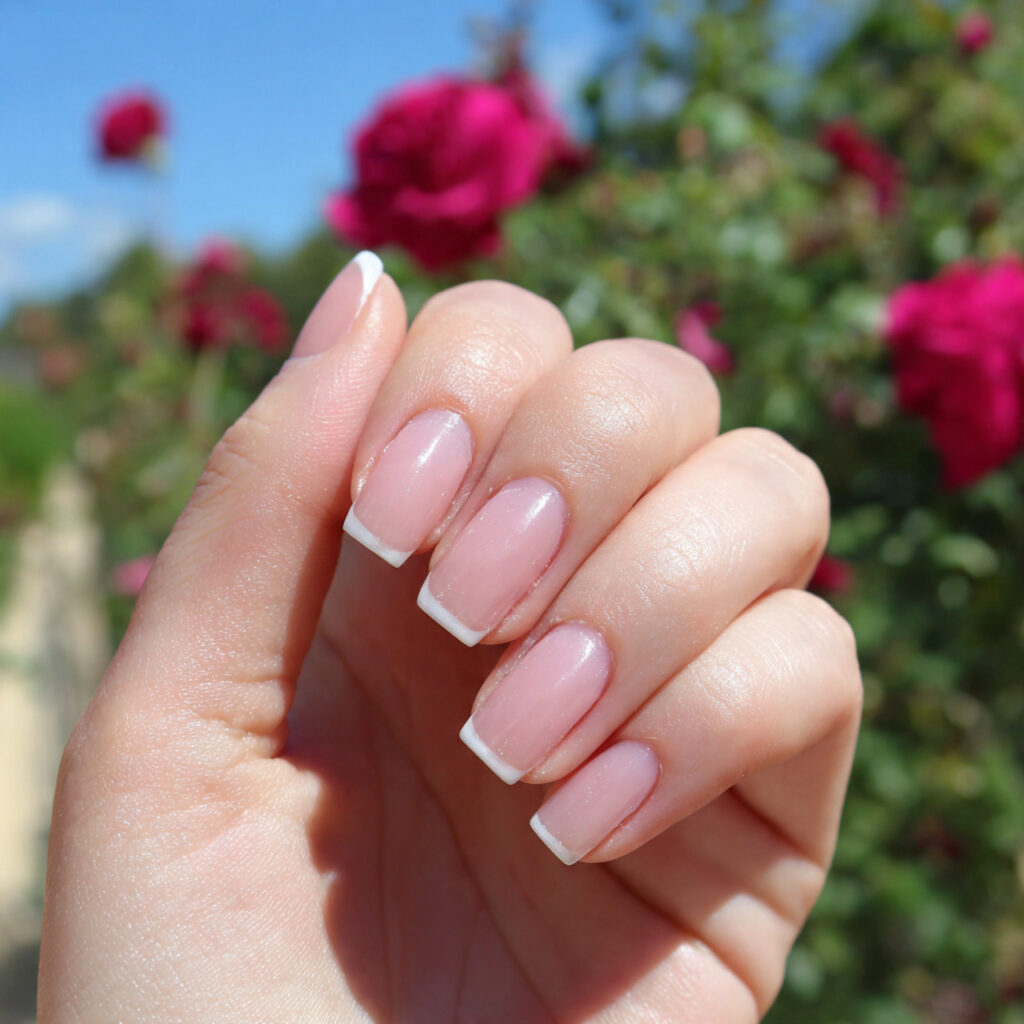 attractive micro french tips outdoor background