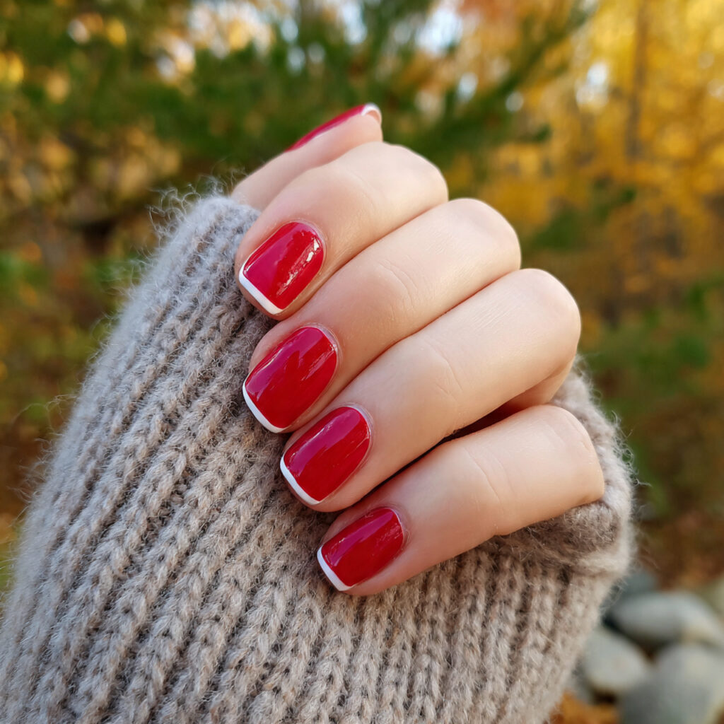 Red Nails Aesthetic: 14 Soft, Trendy & Pinterest-Perfect Ideas You’ll Want to Save 3 attractive micro red french tips nails with outdoo