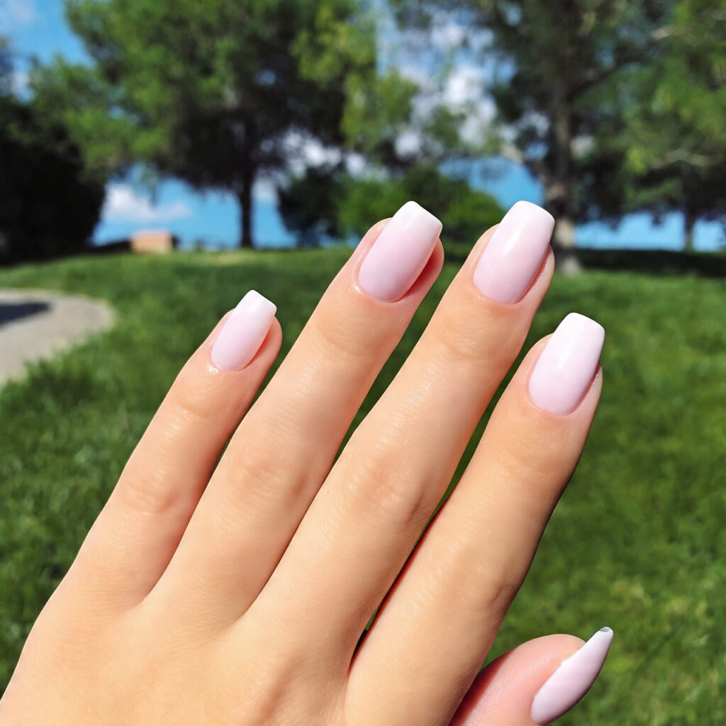 attractive milky simple fresh linen nails with sum