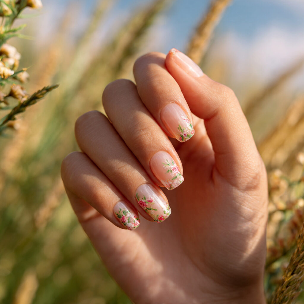 attractive milky vanilla natural nails with outdoo 1